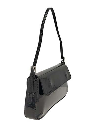 Women's Glossy Buckle Retro Underarm Purses Hobo Bags Clutch Shoulder Saddle Message Handbags2