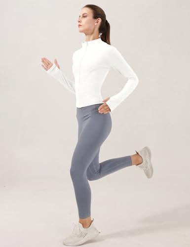 Image of Locachy Women's Lightweight Stretchy Workout Full Zip Running Track Jacket with Thumb Holes