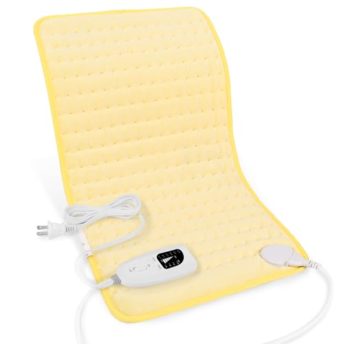 Image of Deepsoon Heating Pad,Electric Heating Pads for Back,Neck,Moist Heating Pad for Abdomen Shoulder Knee Legs,Dry /Moist Heat&Auto Shut Off,Mother's Day Birthday for Men and Women,Light Yellow,24x12 Inch