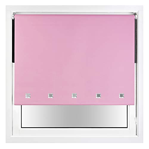 FURNISHED Verdunkelungsrollos mit verchromten quadratischen Ösen. EINFACHE Installation, zuschneidbare Metallbeschläge, Rosa Bis zu 60W x 210H cm