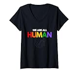 Photo Gallery we are all human, lgbtq pride month maglietta con collo a v Photo Gallery we are all human, lgbtq pride month maglietta con collo a v