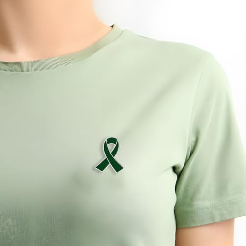 Image of Yadiana 10Pcs Ribbon Awareness Pins Bulk - Breast Cancer, Mental Health, HIV AIDS, Heart, Child Abuse Prevention, Purple Blue Green Red Yellow Pink Enamel Lapel Brooches for Charity Fundraising Event