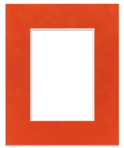 8x10 Mat Bevel Cut for 5x7 Photos - Acid Free Orange Suede Precut Matboard - for Pictures, Photos, Framing - 4-ply Thickness