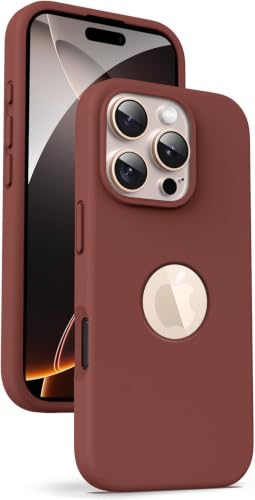 Image of VONZEE Microfiber Cover Compatible with iPhone 16 Pro Case, Liquid Silicone Shockproof Back Cover, Full Body Protection, High Raised Camera Lips, Slim Durable Protective Phone Case, Brown