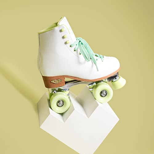 Angels Skates Kids' & Women's Roller Skates - Premium Quality Pu Leather Quad Roller Skates - Non Adjustable High- Top Perfect Indoor Outdoor Girls Retro Roller Skates - 1-13 Sizes (Lucky White, 6) #TOP4