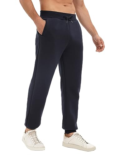 Yuson Girl Jogginghose Herren Baumwolle Fleece Gefüttert Trainingshose Warme Freizeithose Herren Winter Sherpa Sweatpants Thermo Sporthose Lang Fleecehose mit Kordelzug, Zwei Taschen(Marineblau, L)