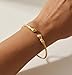 Fashion 21 Brass Adjustable Bangle Bracelet, 2mm Thin Open Cuff, Egyptian Symbol Design Ankh Nefertiti Anubis Pyramid Ma’at Eye of Horus Fist (Fist)