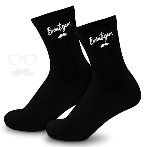 TUZELIYA Hochzeitsgeschenke Ideen, Bräutigam Socken Baumwoll Schwarz 42-46, Hochzeitssocken...