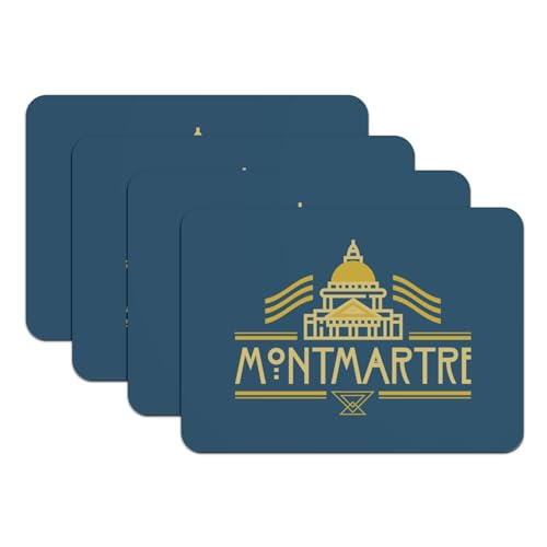 Sets de table Montmartre en caoutchouc bleu lavable grand format pour repas chic - 2