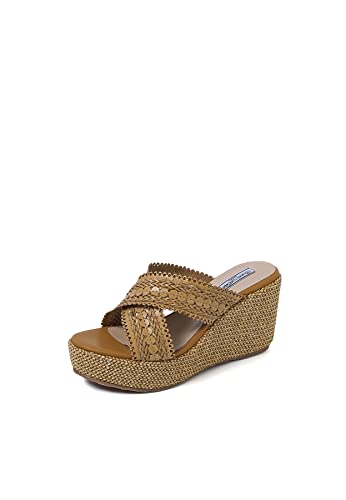 Mules compensées femme Queen Helena ZM9433 en noir élégant