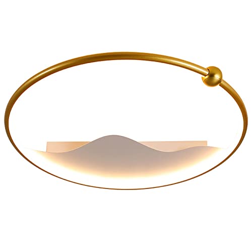Plafonnier LED doré rond et dimmable pour salon et chambre
