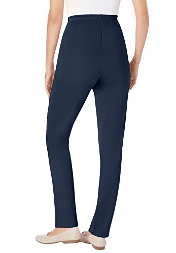 Woman Within Women's Plus Size Petite Elastic-Waist Soft Knit Pant - 18 Wp, Black #TOP2