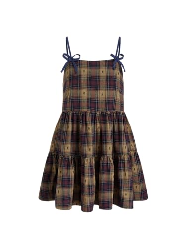 CIDER Mini Dress Plaid Square Neck Bowknot High Waist Woven Tartan Party Dress