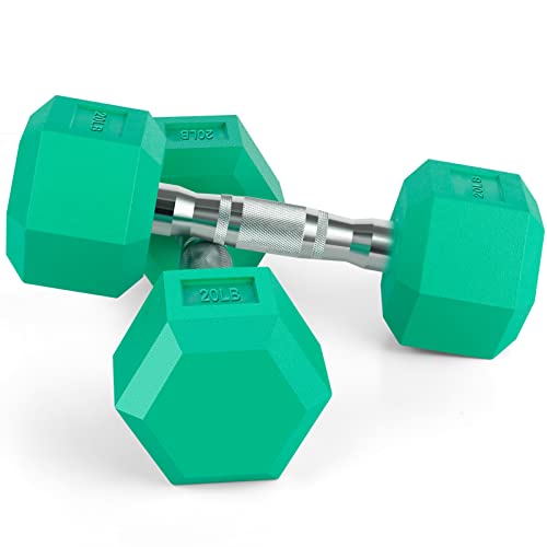Portzon 8 Colors Options Compatible With Set Of 2 Rubber Dumbbell Weight, Anti-Slip, Anti-Roll, Hex Shape #TOP11
