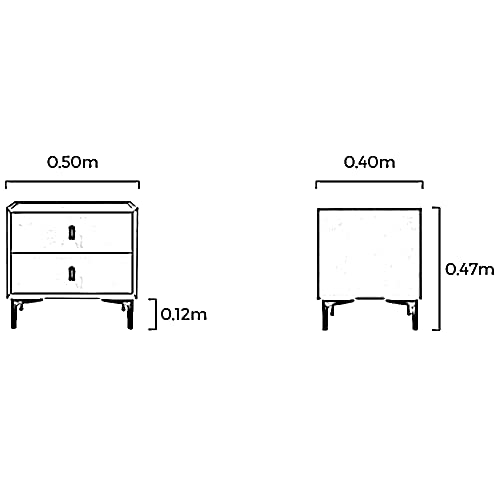 Table de chevet moderne chambre meuble de rangement 2 tiroirs gris en cuir - 3
