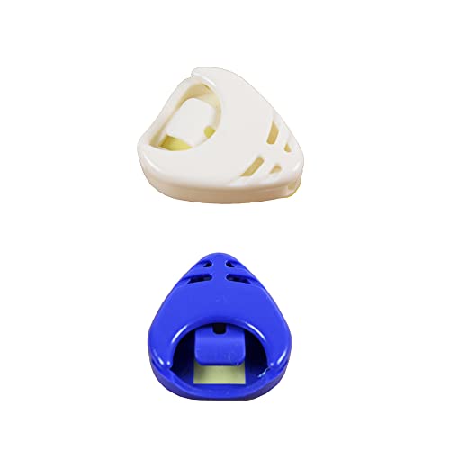 Rayzm Lot de 2 supports en plastique pour médiators de guitare, couleur blanche et bleue - Les Beatles, Paul McCartney, John Lennon, RIngo Starr, George Harrison Rayzm Lot de 2 supports en plastique pour médiators de guitare, couleur blanche et bleue