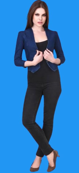 Image of Ootpatang Women's Denim Jacket, Blue, Button Front, Cropped Style