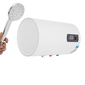 BJTDLLX 40L Elektro Warmwasserspeicher Boiler 2000W Elektrospeicher, Warmwasserboiler Speicher Elektrischer Warmwasserbereiter für Küchen, Toiletten, Wandhängender Wasserboiler mit Handbrause
