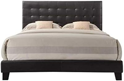 Miniatura 4 de Masate - Base de cama moderna de plataforma tamaño Queen con cabecero capitonado sin botones envuelto con poliuretano, patas de madera, color