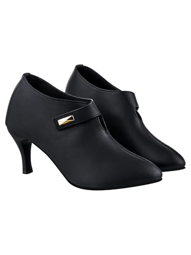Image of Shoetopia Women's Pointed Toe Heeled Bellies - Elegant Slip-On Pumps with Strap Detail | Office Shoes