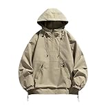 SRZYMJ Windbreaker Herren Fleecejacke Herren Leicht Dünn Pullover Herren Mit Kapuze Grau Leichte Sommerjacke Regenmantel Fleecejacke Herren Leicht Dünn Kaffee Gefütterte Winterjacke Für Männer 3XL