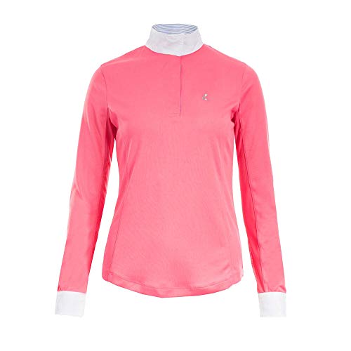 Horze Blaire Women's Long Sleeved Nanotex Equestrian Riding Competition Show Shirt With Upf 30+ Uv Protection - Peony Pink - 10 #TOP4