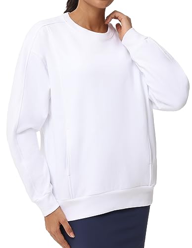 THE GYM PEOPLE Women's Loose Fit Sweatshirt Long Sleeve Crewneck Cotton Boxy Fall Workout Pullover Tops with Pockets2