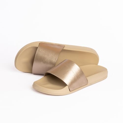 Onda Galaxy Slide Slipper for Women - Gold, 41 EU