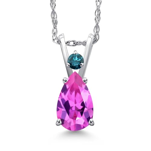 Gem Stone King 14K White Gold Pink Created Sapphire and