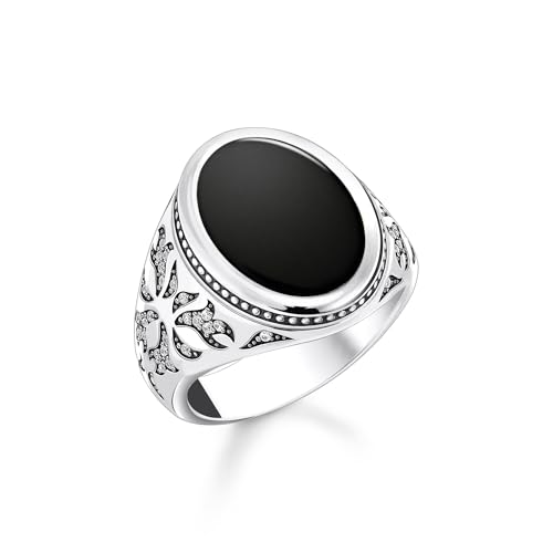 Chevalière en argent 925 Thomas Sabo pour homme, bague onyx anti-rayures