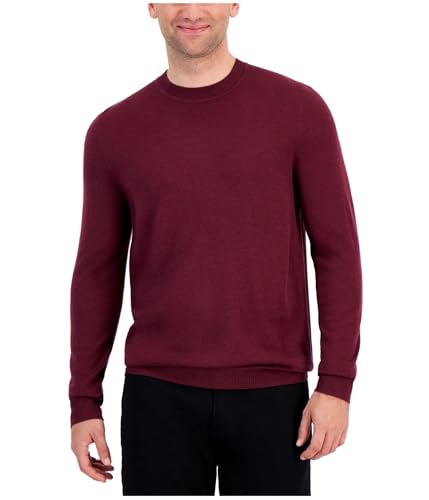 Alfani Mens Long Sleeve Crewneck Sweater Maroon Banner Red Small