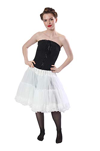Malco Modes Zooey Luxury Chiffon Adult Petticoat Slip Lace Trim Adjustable Waist and Length Ideal for Moderate Lift for Rockabilly 50s Everyday Wear (Nude/Medium)2