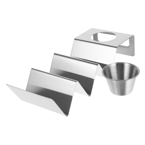 Garneck 1 Set Taco Stand Portable Taco Holder Condiment Serving Tray Condiment Holder Taco Rack Household Taco Holder Taco Tray Plates Taco Trays Tacos Taco Holders Stainless Steel Silver