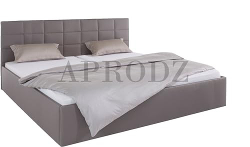 Image of APRODZ Upholstered King Size Bed with Box Storage (Light Grey Leatherette)
