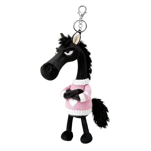 Generisch Schlüsselanhänger Pferden Rosa Plüsch Kuscheltier Weicher 2026 Maskottchen Anhänger-Glücksbringer-Keychain Frauen Männer Kinder Schlüsselhalter Glücksbringere Geburtstag Schlüsselring