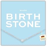 happymaker - Geburtsstein Kette, vergoldete Silberkette 925 mit weissem Opal, echter Edelstein für Sternzeichen Waage im Oktober, handgefertigt und größenverstellbar, Geschenkverpackung