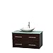 Wyndham Collection Centra 42" Single Bathroom Vanity in Espresso, Green Glass Countertop, Arista White Carrera Marble Sink & No Mirror