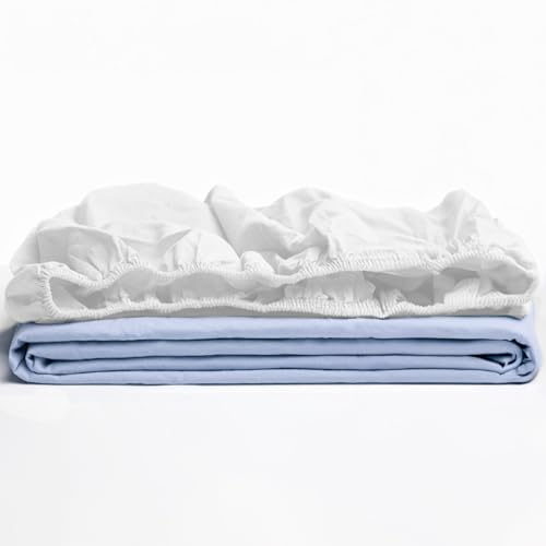 TRAMAS+ Sábana Bajera Ajustable,105x190 cm,100% algodón,Extra Suave - Cama 105, Blanco TRAMAS+ Sábana Bajera Ajustable,105x190 cm,100% algodón,Extra Suave - Cama 105, Blanco
