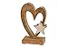 Produktbild Deko Figur Herz mit Stern 15 cm, Mango Holz massiv natur braun Sternchen Metall Alu silber, Dekoherz Herzaufsteller Herzdeko zum Stellen