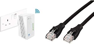 TP-Link TL-WPA4220 2-Port Add-On Powerline Adapter, Range Extender, Broadband/WiFi Extender, WiFi Booster/Hotspot & Amazon Basics RJ45 CAT6 Ethernet LAN Patch Cable (0.9 m / 3 Feet)