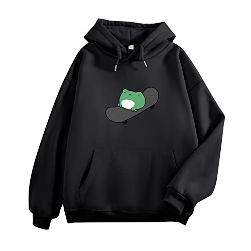 Amazon.com: KEEVICI Women's Cute Sweatshirts Skateboarding Frog