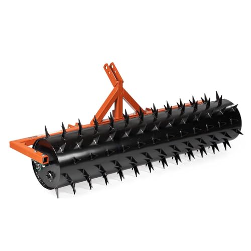 Titan Attachments 3 Point 6 ft Drum Spike Aerator, Fits Cat 1 & 2 Tractors, Tow-Behind Soil Penetrator, Adjustable Weight for Compact Soil, Pull Behind Lawn Tool for Drainage & Fertilization