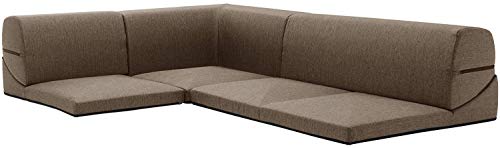 コーナーソファー ロータイプ ／ ３人掛け ローソファ コーナーソファーセット こたつ 変形 おしゃれ 日本製 カバーリング 洗える カバー付き (ダリアンブラウン)