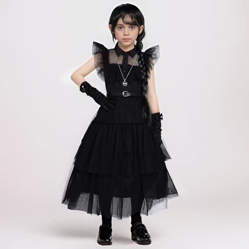 Vestido disfraz negro para niña 5-12 años miniatura 6