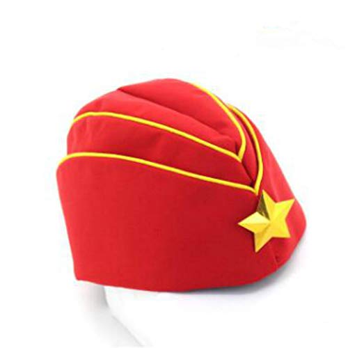 FHHYY militär mütze Vintage Marinekappe Roten Stern Baumwolle Sailor Kappe Partei Tanz Bühne Abzeichen Kapitän Military Hut Baskenmütze Rote Armee Grün,S Cover