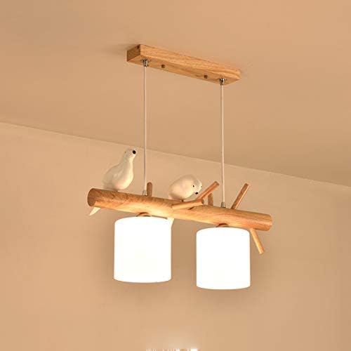 Modern White Bird Wooden Chandelier Lighting White Glass Lampshade Dining Room Bedroom Pendant Lights (2-Lights)