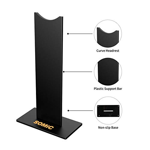 Somic Black Headphone Stand Gaming Headset Holder With Solid Base And Flexible Earphone Hanger With Supporting For All Headphones Size #TOP3