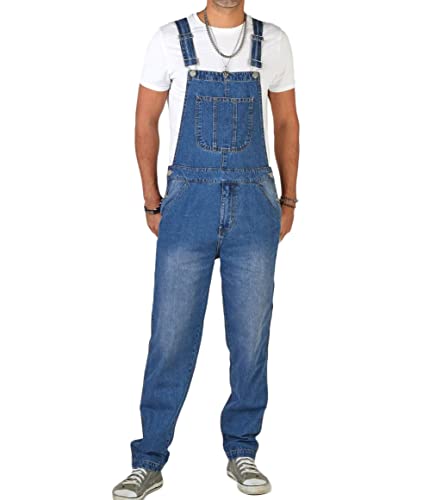 ORANDESIGNE Herren Denim Latzhose Overalls Männer Cargo Jeanshose Retro...