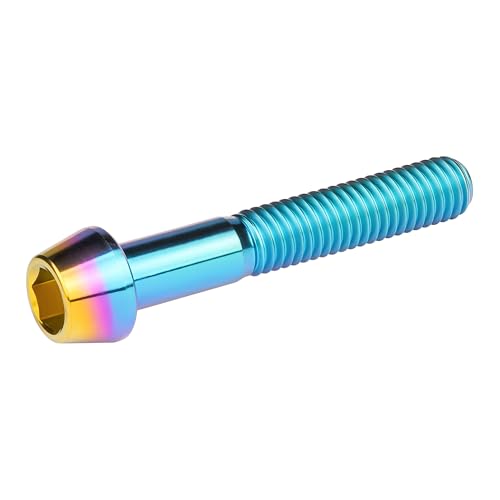 Image of Titanium Ti Bolt M5x9 16 18 20 25 30 35 40 45 50 55 60mm Tapered Head Screws Pack of 4 (M5x40mm, Iridescent Blue)