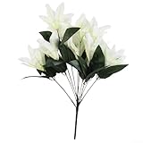 Linnkyfloa Künstliche Lilienblüten, 45 cm mit 10 Köpfen, 15 cm Durchmesser, Sterngucker-Lilienstrauß, Seidenblumen-Dekoration für Zuhause, Kunststoffstiel, wiederverwendbare Kunstblüten, Hochzeit